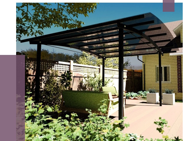 Навесы для террасы в Лянторе от 13052 руб. под ключ | ПРОЛЁТ-Лнт