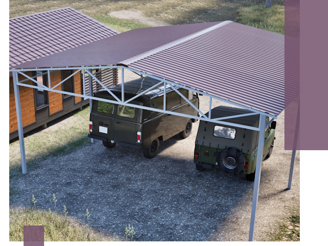 Двускатные навесы под ключ в Лянторе — изготовление и монтаж